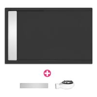 Douchevloer Xenz Easy Tray | 140x90 cm | Incl.Gootcover en Afvoersifon | Acryl | Rechthoek | Zwart mat - thumbnail