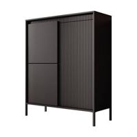 Meubella Dressoir Saran - Mat zwart - Hoog - 104 cm - thumbnail