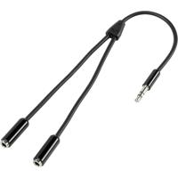 SpeaKa Professional SP-7870032 Jackplug Audio Aansluitkabel [1x Jackplug male 3,5 mm - 2x Jackplug female 3,5 mm] 20.00 cm Zwart SuperSoft-mantel - thumbnail