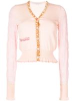 Stella McCartney cardigan en laine à bords en velours - Rose