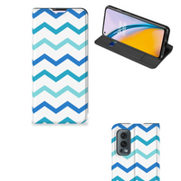 OnePlus Nord 2 5G Hoesje met Magneet Zigzag Blauw - thumbnail