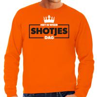 Bellatio Decorations Koningsdag sweater voor heren - shotjes - oranje - oranje feestkleding 2XL  - - thumbnail