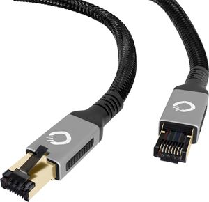 Oehlbach D1C13352 RJ45 Netwerkkabel, patchkabel CAT 8.1 1.00 m Zwart, Goud 1 stuk(s)