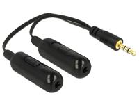 Delock 65683 audio splitter stereo jack male 3.5 mm > 2 x stereo jack fem 3.5mm met volume regelaar