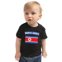 North-Korea t-shirt met vlag Noord-Korea zwart voor babys - thumbnail