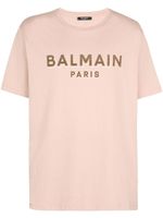 Balmain t-shirt en coton à logo floqué - Tons neutres