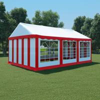 vidaXL Tuinpaviljoen 4x6 m PVC rood en wit
