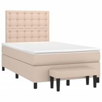 vidaXL Boxspring met matras kunstleer cappuccinokleurig 120x190 cm, pocketveringbed, slaapmeubel, boxspring bed, bed, boxspringbed, eenpersoonsbed