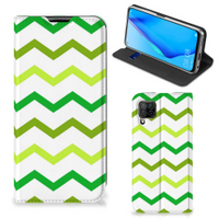 Huawei P40 Lite Hoesje met Magneet Zigzag Groen - thumbnail