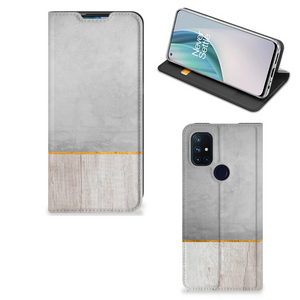 OnePlus Nord N10 5G Book Wallet Case Wood Concrete