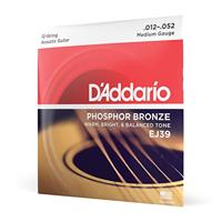D'Addario Gitaarsnaren - Fosfor Bronzen Akoestische Gitaarsnaren - EJ39 - Rijk, Volledig Toonspectrum - Voor 12-snarige Gitaren - 12-52 Medium 12-snarig