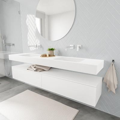 Zaro ALAN vrijhangende wastafel 200cm met wasbak dubbel en onderkast in kleur Wit mat 2 lade(s) Zaro ALAN vrijhangende wastafel 200cm met wasbak dubbel en onderkast in kleur Wit mat 2 lade(s)