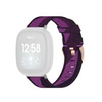 By Qubix - Compatible met Fitbit Versa 3/4 & Sense 1/2 Canvas nylon bandje - Paars - Compatible fitbit bandje