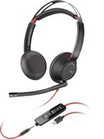 HP Poly Headset Blackwire C5220 Stereo USB- On Ear headset Computer Stereo Zwart Noise Cancelling