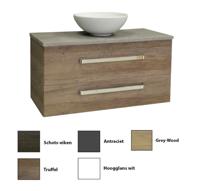 Sanicare Q11 badkamermeubel met grey-stone topblad 100 cm grey-wood