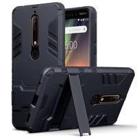 Qubits - Double Armor Layer hoes met stand - Nokia 6 2018 - zwart