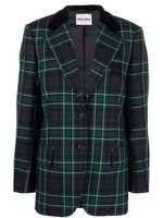 Miu Miu blazer boutonné à carreaux - Vert