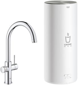 Grohe Red 3-in-1 kokend water kraan met C-uitloop en combi boiler chroom