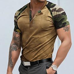 Voor heren Henley-shirt T-shirt Kleurenblok camouflage Henley Buiten Casual Korte mouw nappi Kleding Modieus Ontwerper Comfortabel Lightinthebox