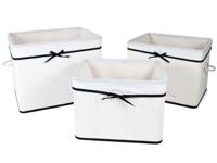 Set van 3 Bamboe Wasmanden - Was- en Opbergmanden - Model Laila - 32/50/70 Liter - Wit/Zwart