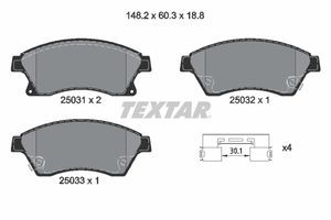 Remblokkenset, schijfrem TEXTAR, u.a. für Opel, Vauxhall, Chevrolet