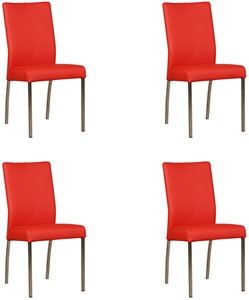 Set van 4 Felrode leren moderne eetkamerstoelen Comfort - Toledo Leer Ferrari (felrood leer)