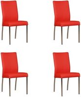 Set van 4 Felrode leren moderne eetkamerstoelen Comfort - Toledo Leer Ferrari (felrood leer) - thumbnail