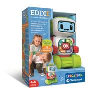 Clementoni Eddie 55617 Leerrobot, 30 dubbelzijdige kaarten + 20 pedagogische activiteiten (letters, cijfers, emoties, instrumenten, vormen) met lcd-display, kinderen van 4 tot 6 jaar