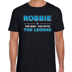 Naam cadeau t-shirt Robbie - the legend zwart voor heren