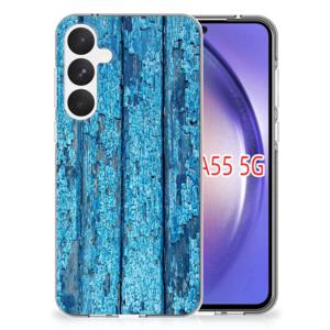 Samsung Galaxy A55 Bumper Hoesje Wood Blue