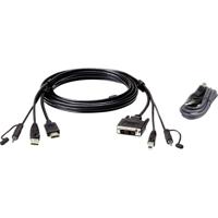 ATEN KVM Aansluitkabel [1x HDMI-stekker, USB-A 2.0 stekker, Jackplug male 3,5 mm - 1x DVI-D-stekker, USB 2.0 bus B, Jackplug male 3,5 mm] 1.80 m Zwart