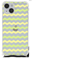 iPhone 14 Plus Doorzichtige Silicone Hoesje Waves Yellow - thumbnail