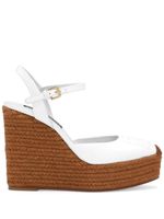 Dolce & Gabbana 90mm logo-embroidered wedge sandals - WHITE