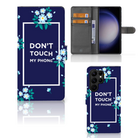 Samsung Galaxy S23 Ultra Portemonnee Hoesje Flowers Blue DTMP - thumbnail