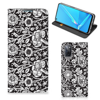 OPPO A52 | A72 Smart Cover Black Flowers - thumbnail