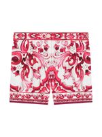 Dolce & Gabbana Kids short en coton à imprimé Majolica - Blanc