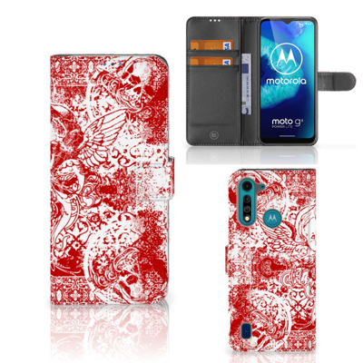 Telefoonhoesje met Naam Motorola G8 Power Lite Angel Skull Rood