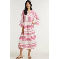 Smashed Lemon jurk met all over print en volant roze/wit