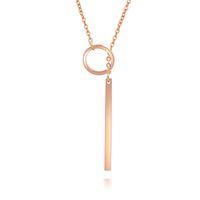 Hippe Staaf ketting Edelstaal Bar T met Cirkel Rose