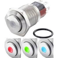 TRU COMPONENTS TC-7494976 TC-GQ16-KH-11D/J/41RGB/12V/S Vandalismebestendige drukschakelaar 48 V/DC 2 A 1x uit/(aan) Moment Rood, Groen, Blauw, RGB IP65 1