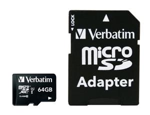 Verbatim MICRO SDXC 64GB CL 10 ADAP microSDXC-kaart 64 GB Class 10 Incl. SD-adapter