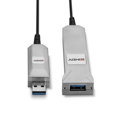 LINDY USB-kabel USB 3.2 Gen1 (USB 3.0 / USB 3.1 Gen1) USB-A stekker, USB-A bus 50.00 m Zwart, Grijs 42701