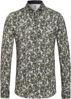 Desoto Heren Overhemd Grijs Viooltjes Print Jersey Slim Fit