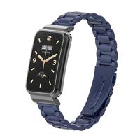 By Qubix - Metalen schakelband met case - Donkerblauw - Xiaomi Smart band 7 Pro