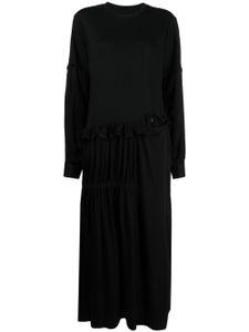 Yohji Yamamoto robe longue en maille à empiècements - Noir