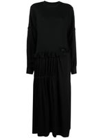 Yohji Yamamoto robe longue en maille à empiècements - Noir - thumbnail