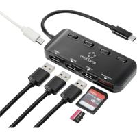 Renkforce RF-HUB-321 3 poorten USB 3.2 Gen 1-hub Met ingebouwde SD-kaartlezer Zwart - thumbnail