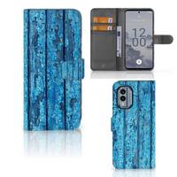 Nokia X30 Book Style Case Wood Blue - thumbnail