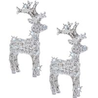 Set van 2x stuks kerstverlichting LED figuren voor buiten rendier 60 cm met 50 lampjes helder wit - thumbnail