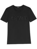 Versace t-shirt en coton à ornements en cristal - Noir